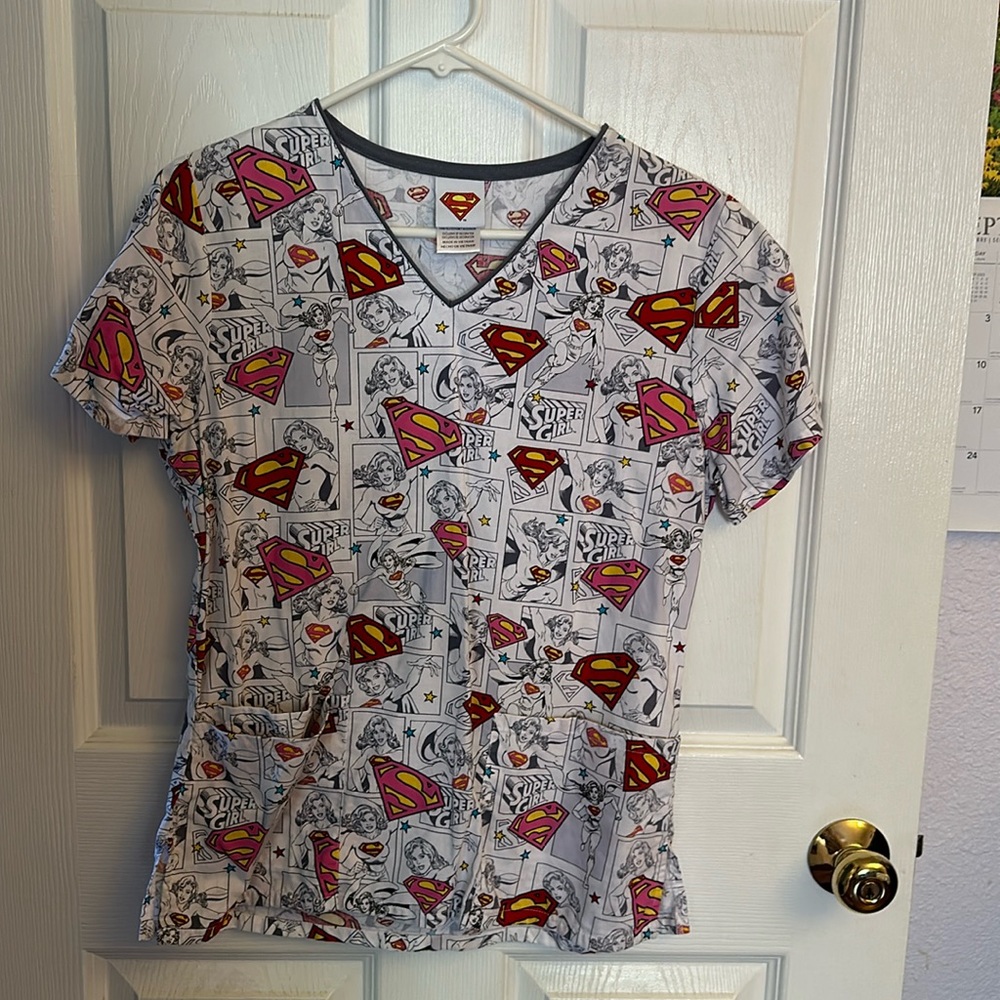 Super-girl DC comics Warner Bros super scrub top. Super cute. Halloween?.